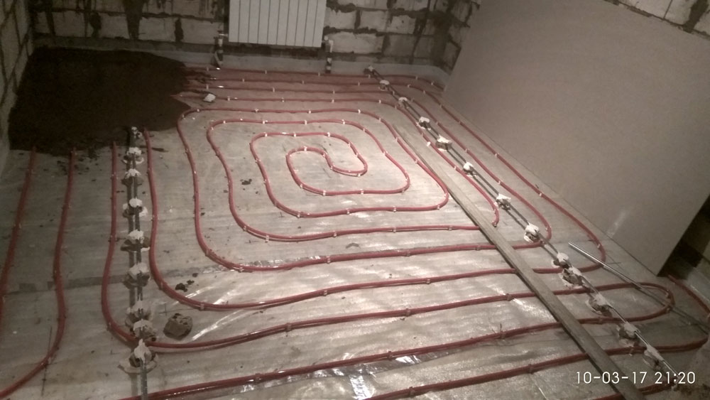 Лямбирь, коттедж 240 м2, установка теплых полов